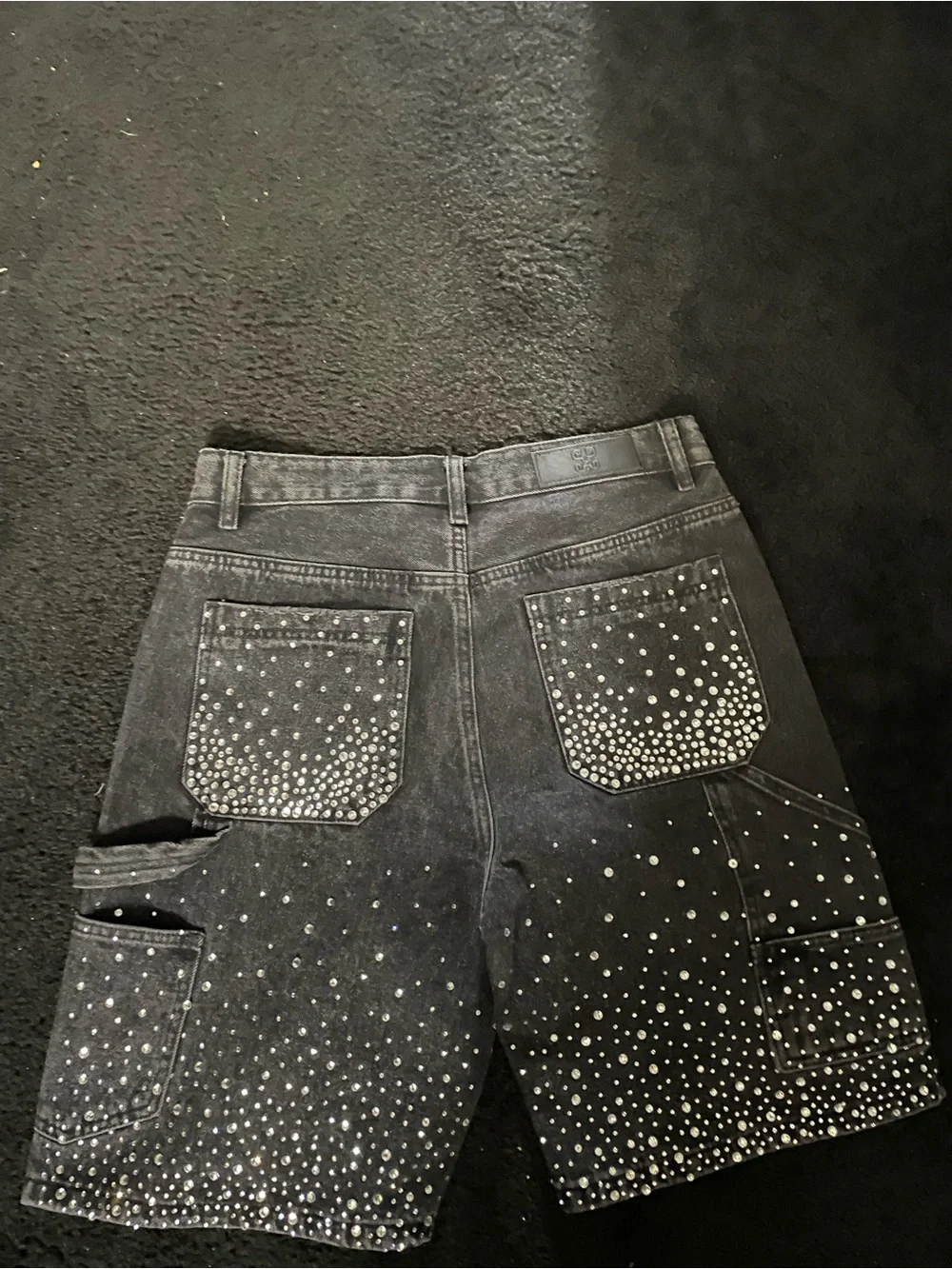 Men's Black Studded Jean Shorts